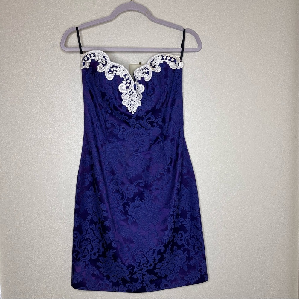 Vintage Scott McClintock Sz 8 Purple Brocade Lace Dress